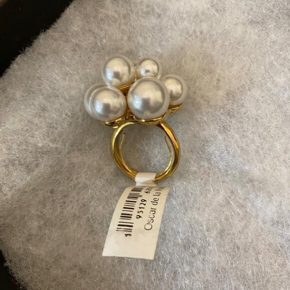 Oscar de la Renta Golden Pearly Popcorn Ring - Picture 6 of 6